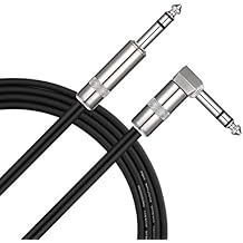 Donner TRS Cable 6 ft, Balanced Stereo Patch Cable - Sturdy No Hum 1/4 Male Right Angle to 1/4 TRS Male Straight Cord, Black