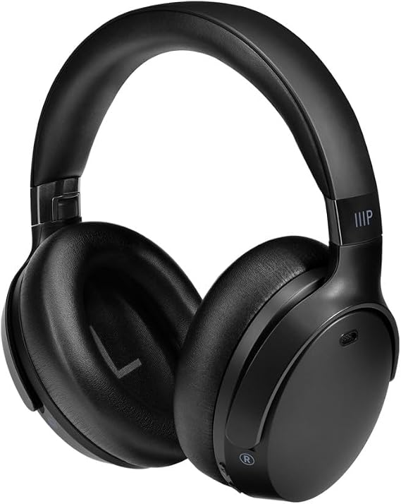 Monoprice Dual Driver Bluetooth Headphone with ANC (Active Noise Canceling), 20mm & 50mm Drivers, up to 50 Hrs Playtime, USB-C Charging
