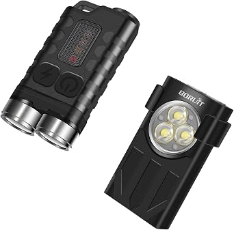 BORUIT V3 Black Small Powerful EDC Flashlight and V7 Black LED Mini Flashlight with Clip